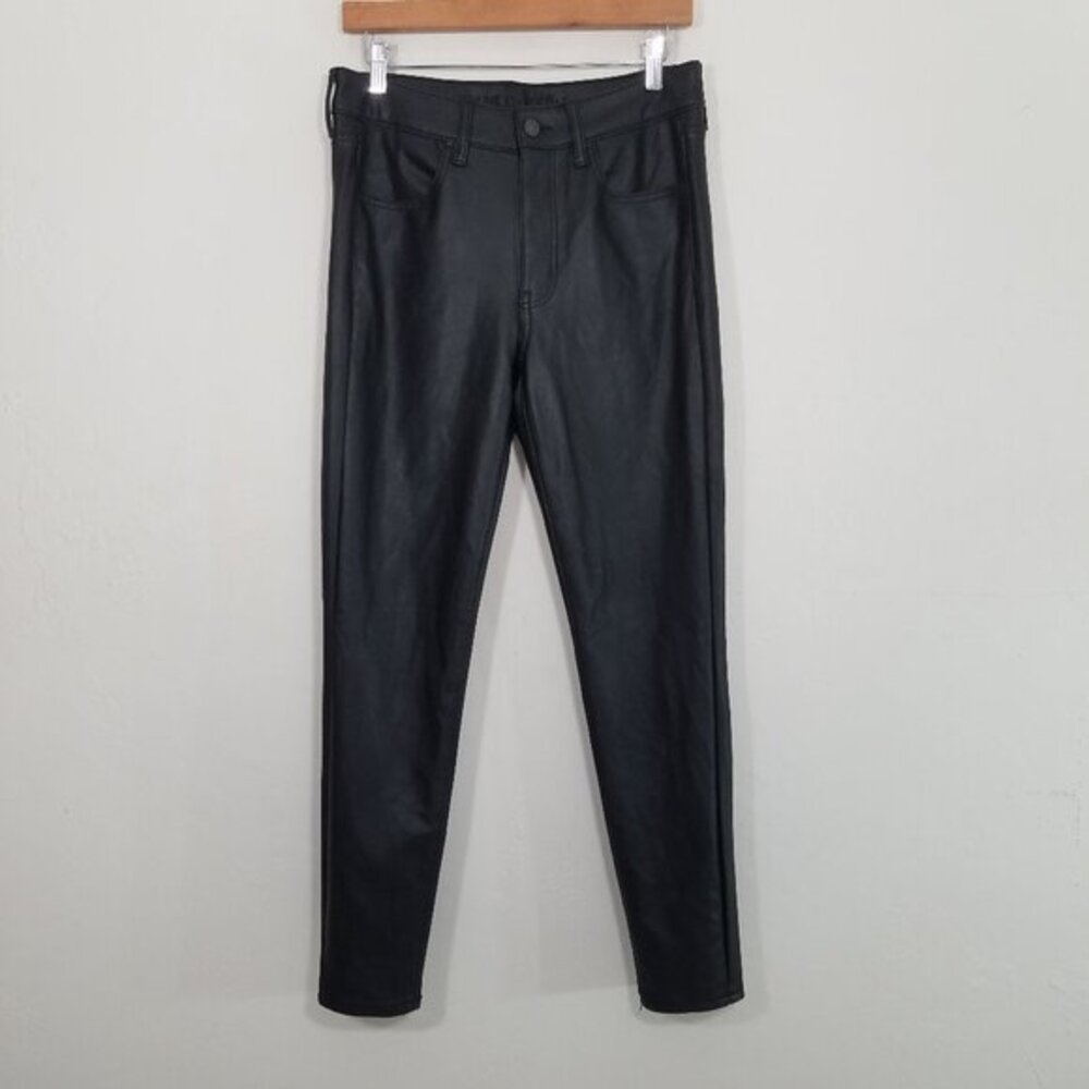 American Eagle Faux Leather High Rise Jegging Pants Black Size 10 - Picture 1 of 10